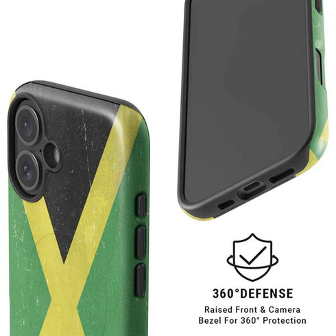 Jamaica Flag Distressed iPhone 16 Plus Magsafe Impact Case